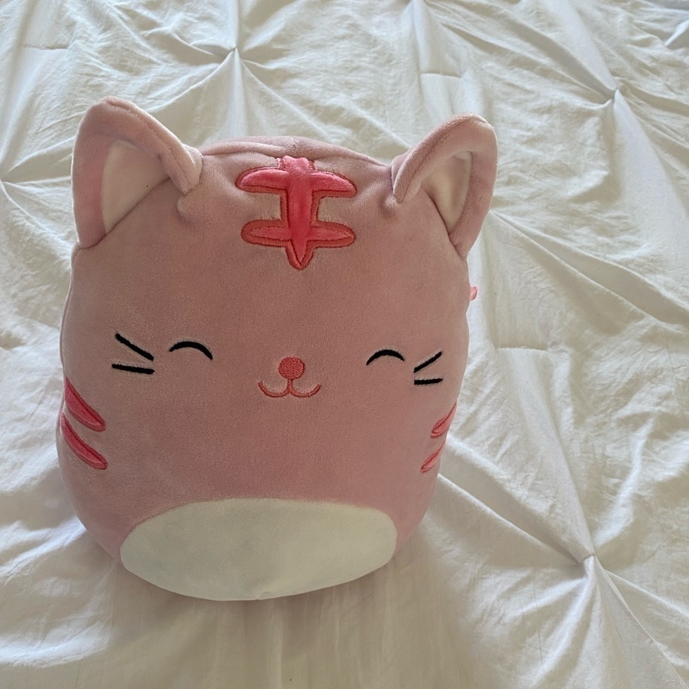 Squishmallow paulita the cat‎ pink tabby closed eyes 8”
